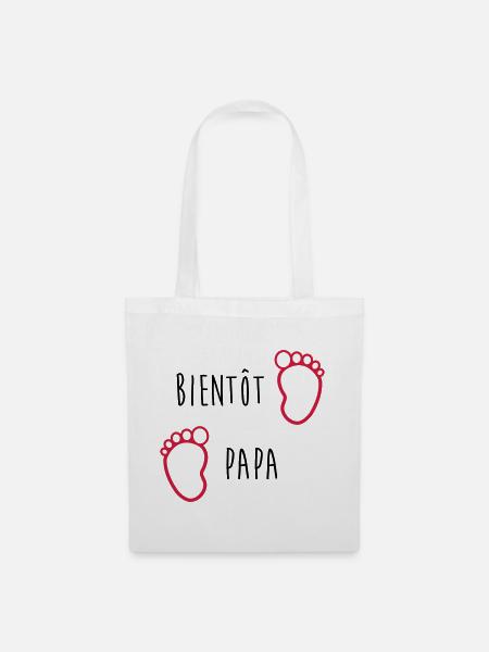 Bientôt Papa / Bébé / Naissance / Enceinte / Baby - Sac en tissu - blanc