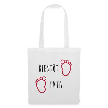 Tante / Tata / Marraine / Oncle / Nourrice / Bébé - Sac en tissu - blanc - Devant