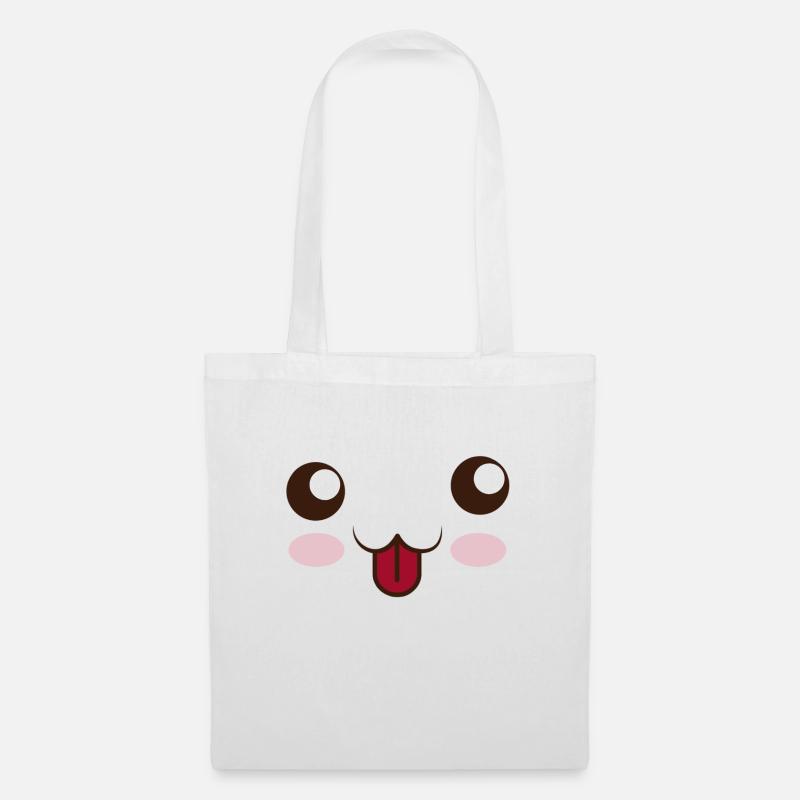Kawaii Gesicht - Stoffbeutel - Weiß