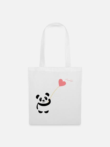 panda heart cute balloon bear big thick kusch - Tote Bag - white