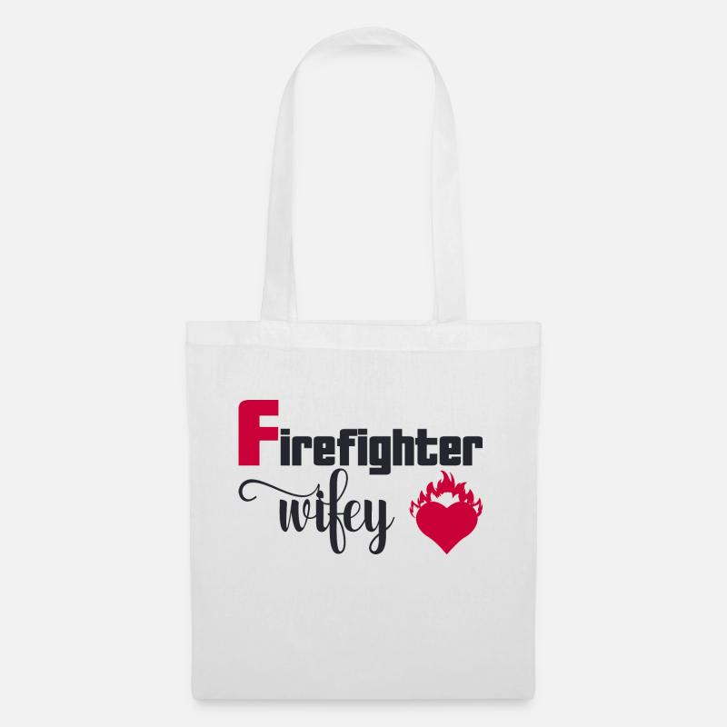 Feuerwehrmann Frau - Stoffbeutel - Weiß