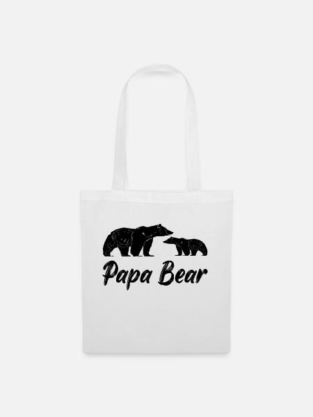 Papa Bear Daddy stolzer Vater Retro - Stoffbeutel - Weiß