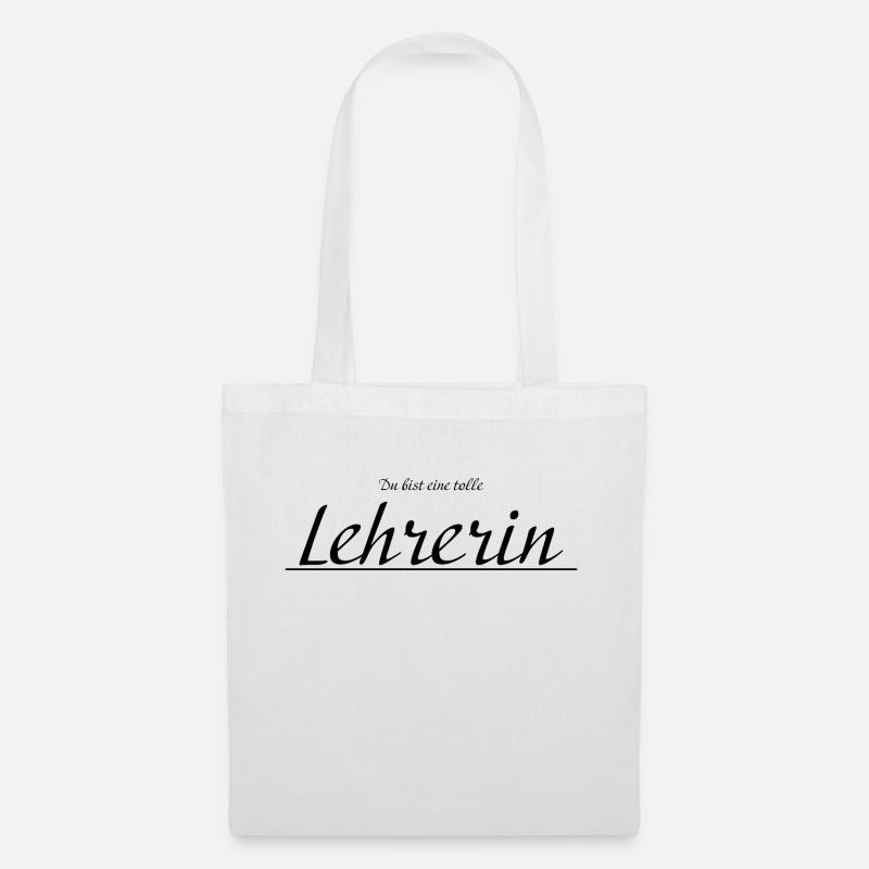 du bist eine tolle Lehrerin schwarz - Stoffbeutel - Weiß