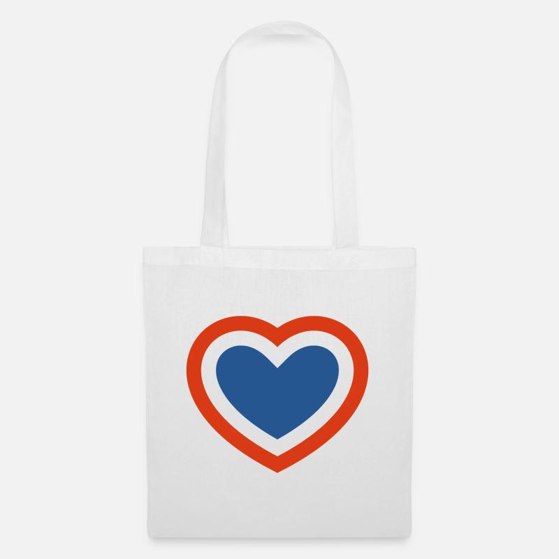 Concentric Red White and Blue Heart - Tote Bag - white