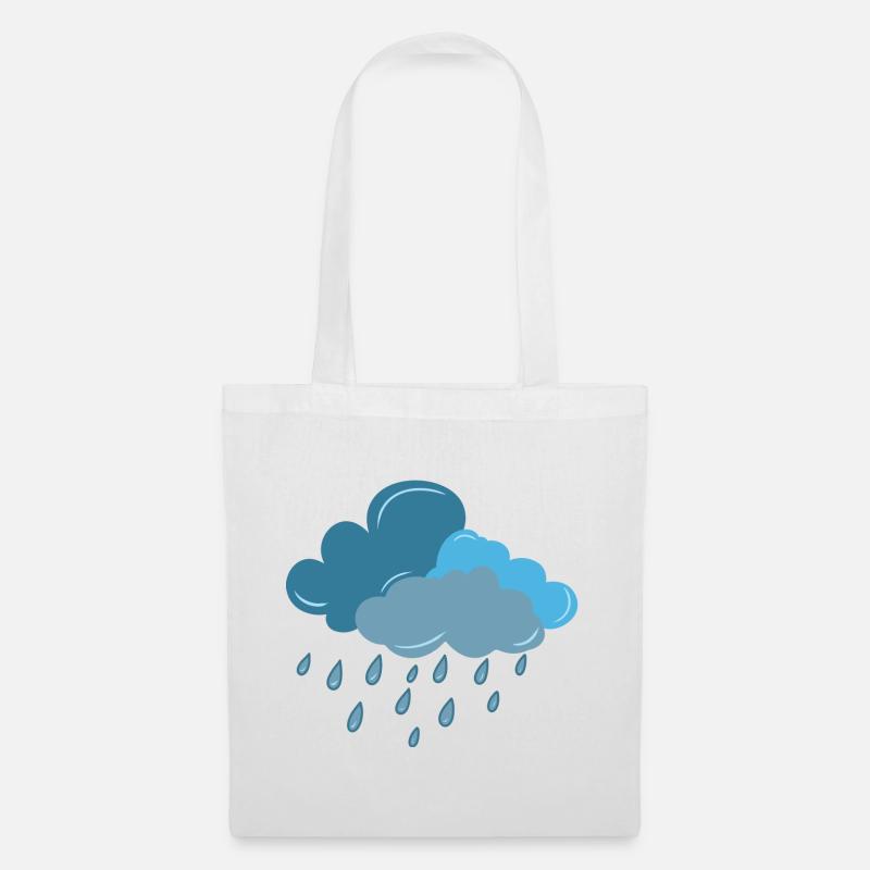 Wolke, Regen, Gewitter - Stoffbeutel - Weiß