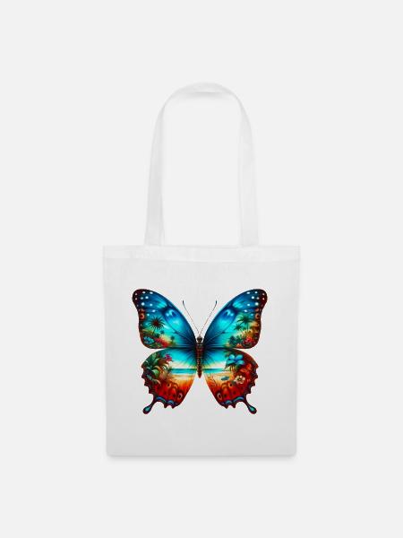 Schmetterling - Stoffbeutel - Weiß