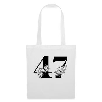 Numéro 47 floral vert - 47e anniversaire floral - Sac en tissu - blanc - Devant