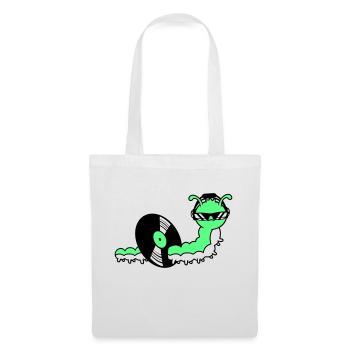 Cool DJ Caterpillar mange du disque vinyle Musique de fête - Sac en tissu - blanc - Devant