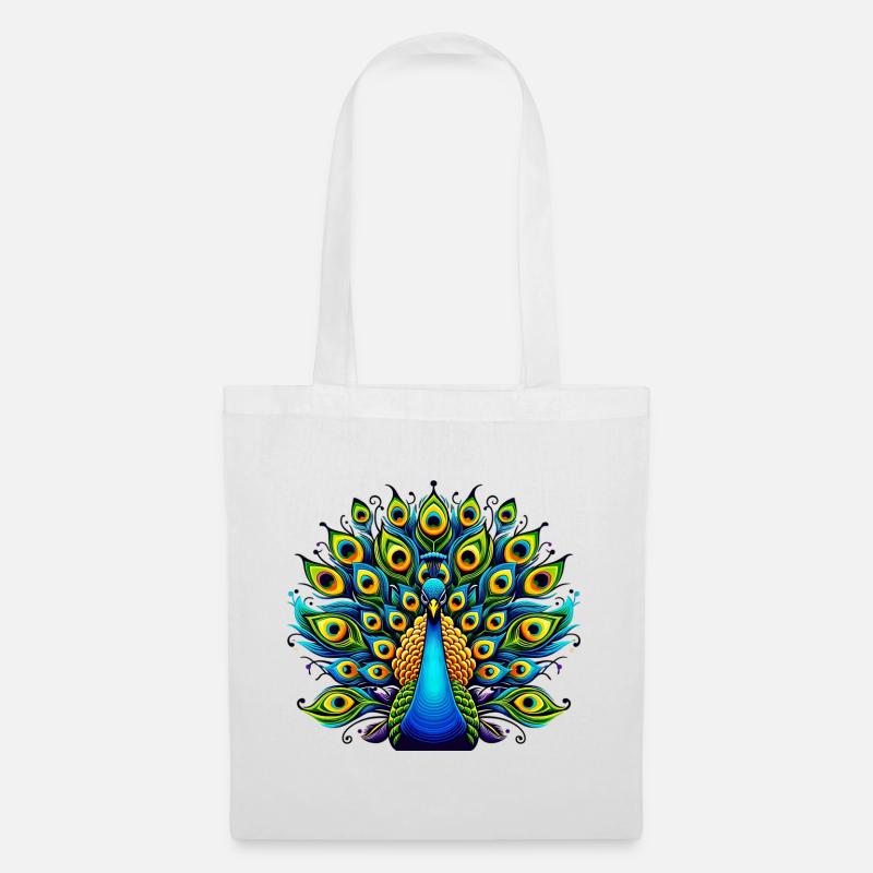 Pfau - Stoffbeutel - Weiß