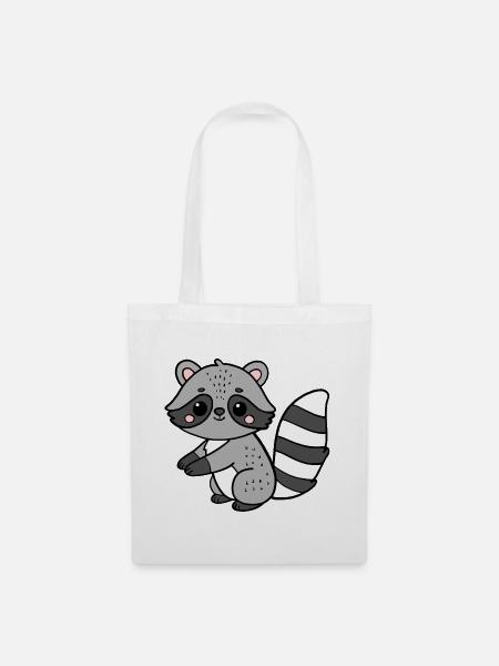 Waschbär - Stoffbeutel - Weiß