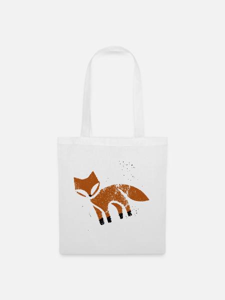 Rustikaler Fuchs im Stempel-Look - Stoffbeutel - Weiß