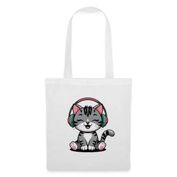 Conception de clé de chat de musique pour les musiciens et les musiciens - Sac en tissu - blanc - Devant