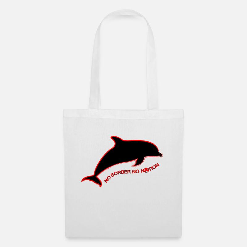 No Border, No Nation – Rebel Dolphin - Stoffbeutel - Weiß