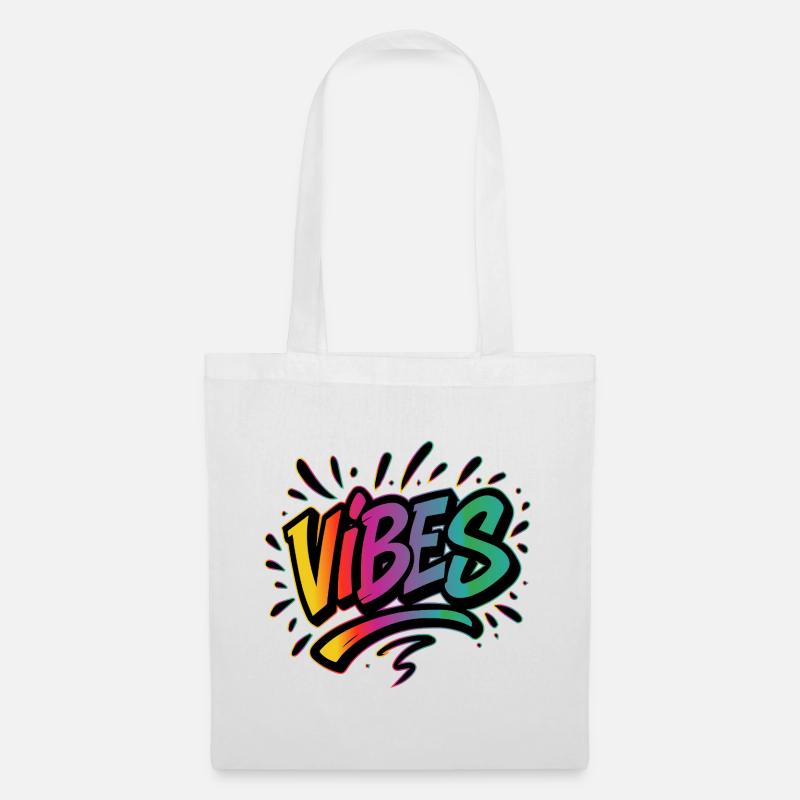 VIBES Graffiti Schriftzug – Farbstarkes Statement - Stoffbeutel - Weiß