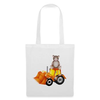 Ours en peluche sur une pelle – doux et fort à la fois - Sac en tissu - blanc - Devant