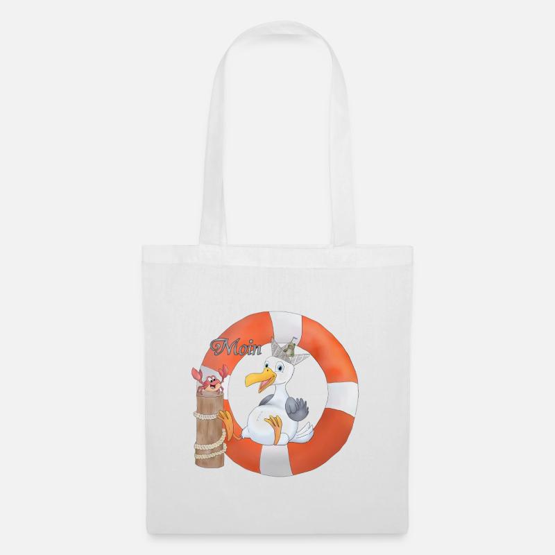 Moewe_im_Ring - Stoffbeutel - Weiß