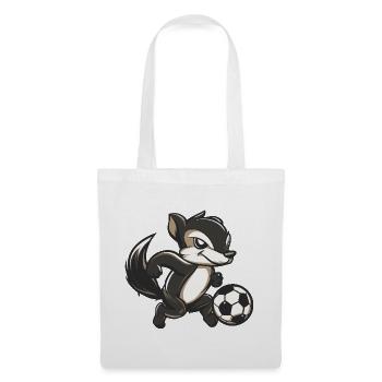 Stinktier mit Fußball Cartoon - Stoffbeutel - Weiß - Vorne