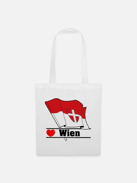 Wiener Flagge mit Herz - Stoffbeutel - Weiß
