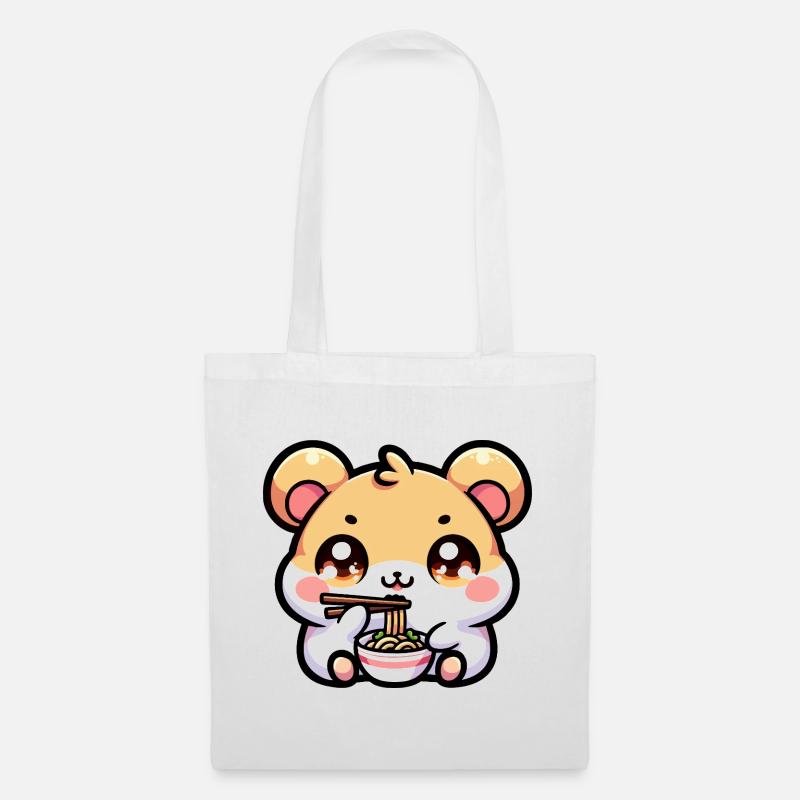 Kawaii Hamster isst Ramen - Stoffbeutel - Weiß
