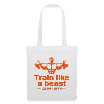 Entraînez-vous comme une bête - ressemblez à une beauté - Sac en tissu - blanc - Devant