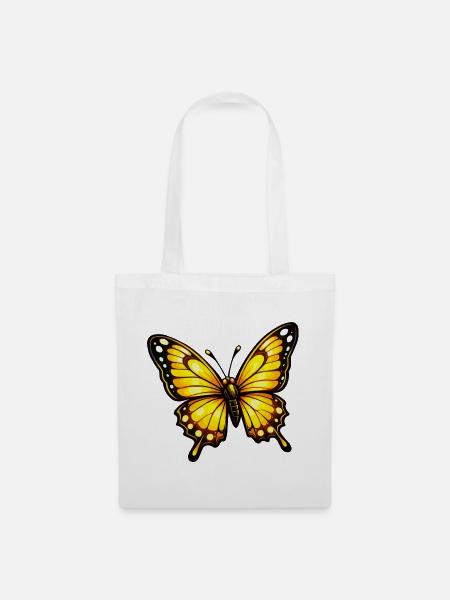 Gelborange Schmetterling Muster - Stoffbeutel - Weiß