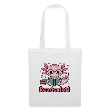 Mignon Axolotl avec des lunettes Readsolotl Amoureuse des livres - Sac en tissu - blanc - Devant