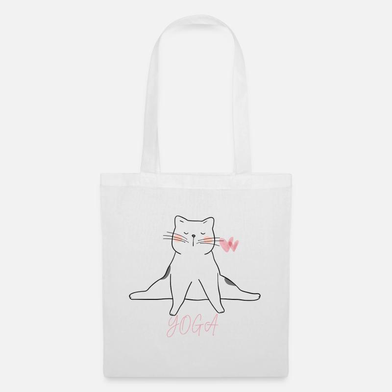 Cat yoga - Stoffbeutel - Weiß