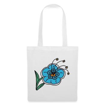 Handgezeichnete blaue Blume Kinder Kind - Stoffbeutel - Weiß - Vorne