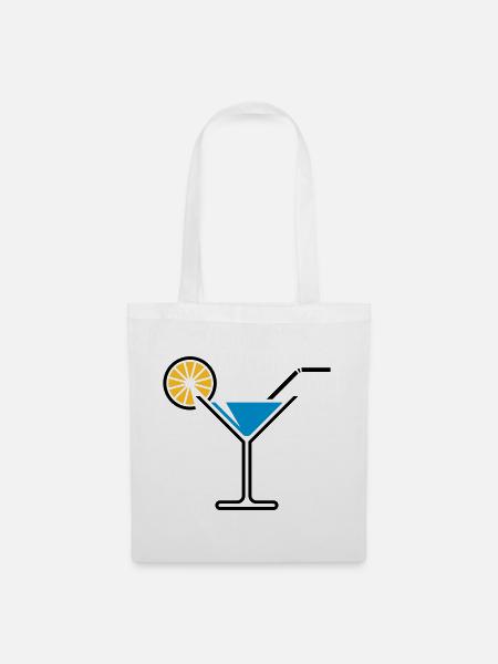 Cocktail / Cocktailglas / Martini + (Hellblau) - Stoffbeutel - Weiß