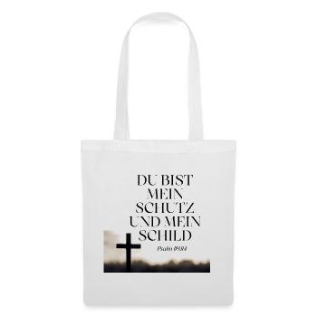 Du bist mein Schutz und Schild – Psalm 119 - Stoffbeutel - Weiß - Vorne