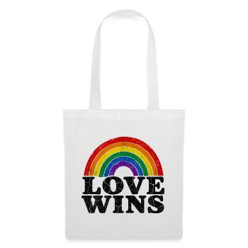 L’amour gagne Rainbow Vintage Déclaration Fierté Fans - Sac en tissu - blanc - Devant