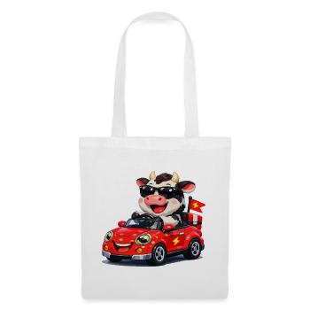Tough cow in red convertible - Tote Bag - white - Front
