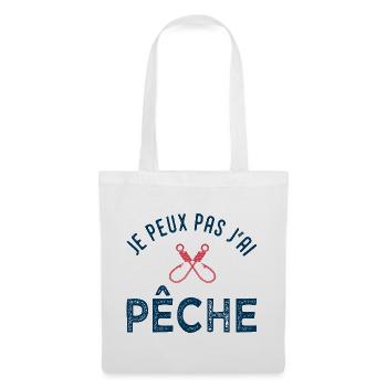Je peux pas j'ai pêche – T-shirt pêcheur humour - Sac en tissu - blanc - Devant