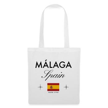 Málaga Spanien Koordinaten Reise Souvenir - Stoffbeutel - Weiß - Vorne