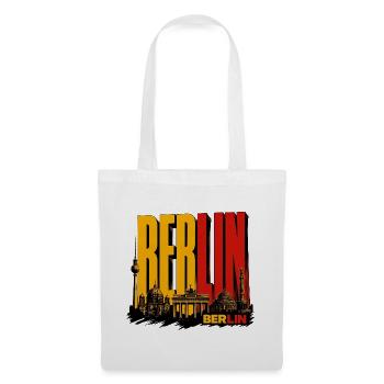 Berlin Skyline Retro Stadt Silhouette - Stoffbeutel - Weiß - Vorne