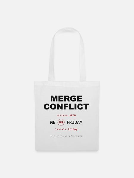 Merge Conflict: Me vs. Friday - Stoffbeutel - Weiß