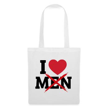 I Love Men Durchgestrichen Männer Humor Feminismus - Stoffbeutel - Weiß - Vorne