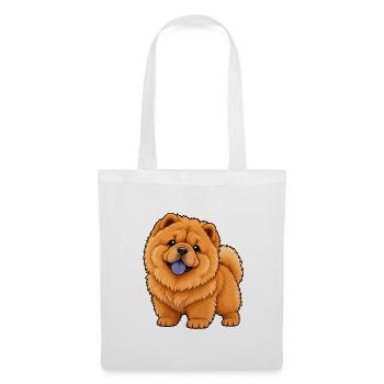 Chow Chow Kawaii Style – Flauschiger Hund - Stoffbeutel - Weiß - Vorne