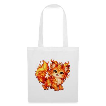 Kawaii Feuerkatze - Stoffbeutel - Weiß - Vorne