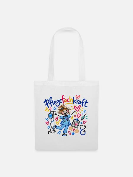 Pflegefachkraft Beruf Pflege Geschenk Doodle - Stoffbeutel - Weiß