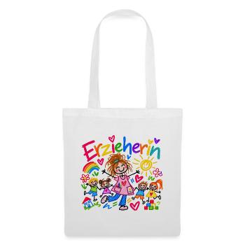 Erzieherin Kindergarten Beruf Geschenk Doodle - Stoffbeutel - Weiß - Vorne
