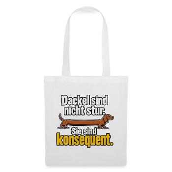 Dackel Spruch Stur Konsequent Dackelbesitzer - Stoffbeutel - Weiß - Vorne