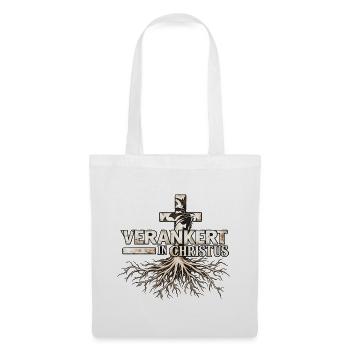 Verankert in Christus Christliches Motiv mit Kreuz - Stoffbeutel - Weiß - Vorne
