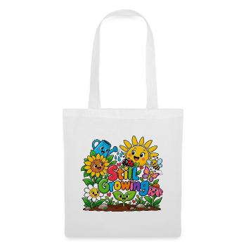 Still Growing: Farbenfrohes Gartenmotiv - Stoffbeutel - Weiß - Vorne