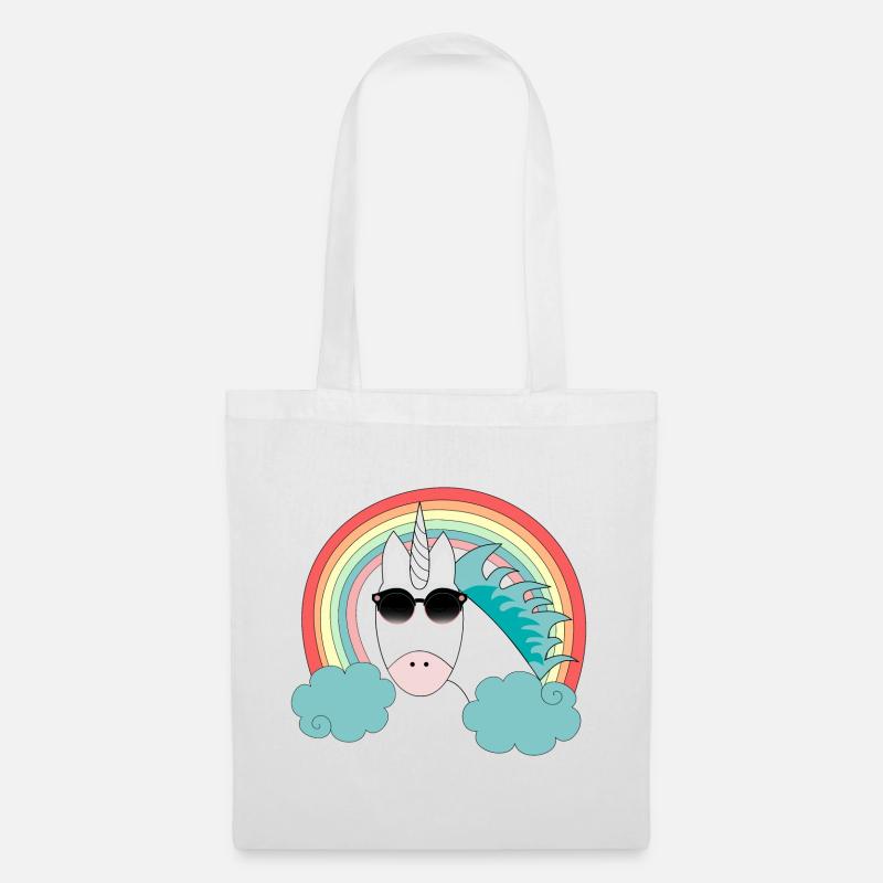 Einhorn mit Sonnenbrille - Stoffbeutel - Weiß