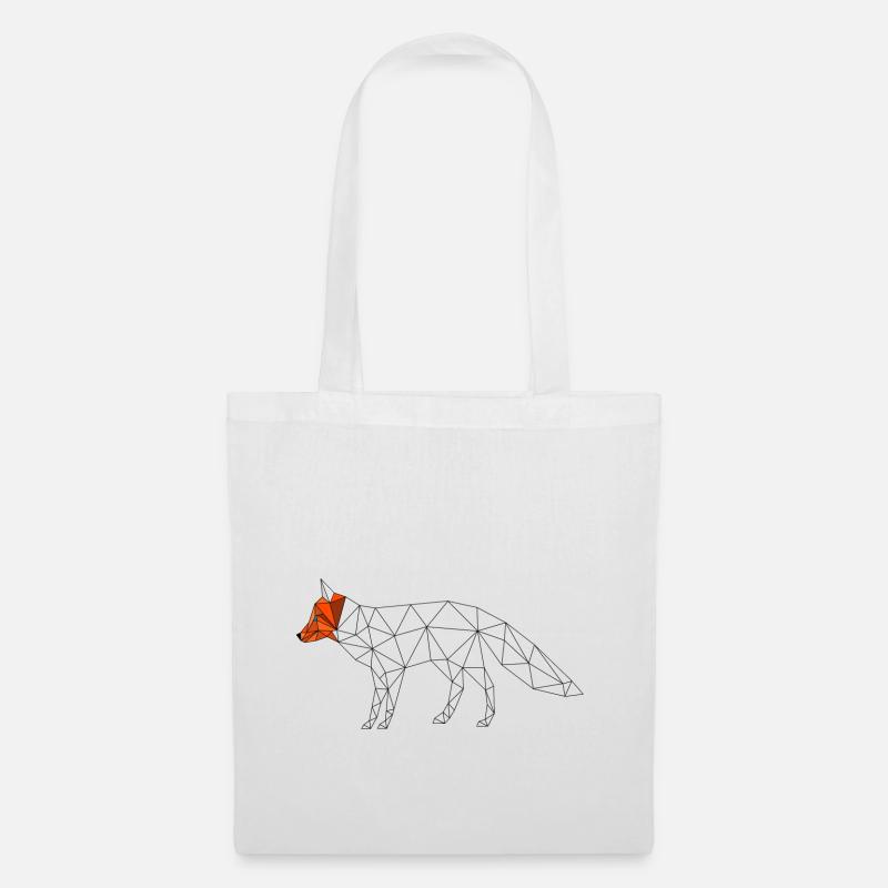 Fuchs geometrisch low poly bunter Kopf 3D Geschenk - Stoffbeutel - Weiß