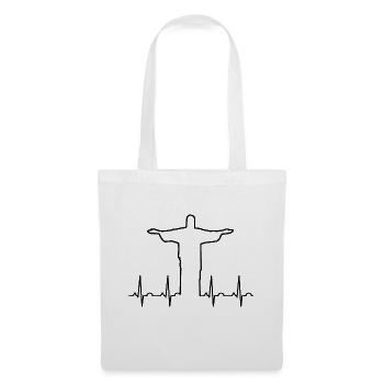 Jesus Christus Herzschlag (schwarz) - Stoffbeutel - Weiß - Vorne