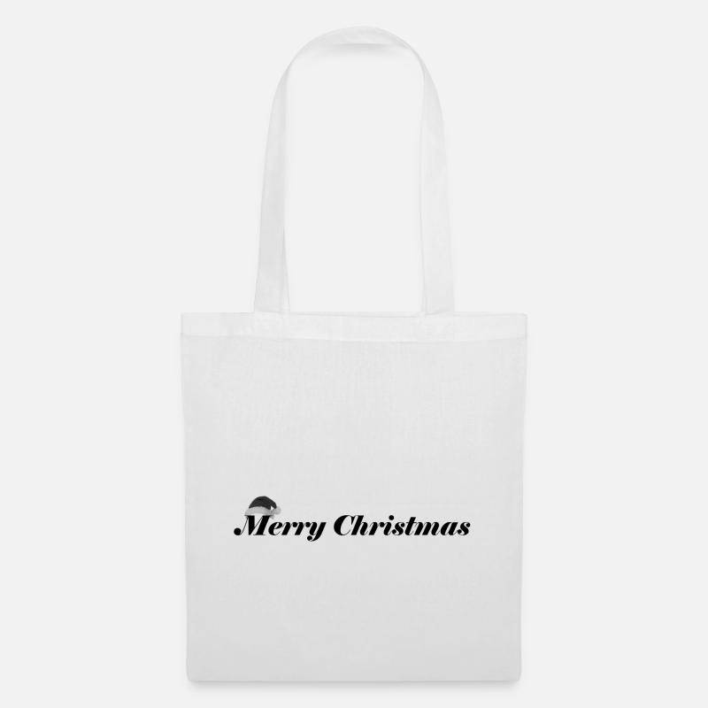 Fröhliche Weihnachten | Weihnachtsmütze | Geschenk - Stoffbeutel - Weiß