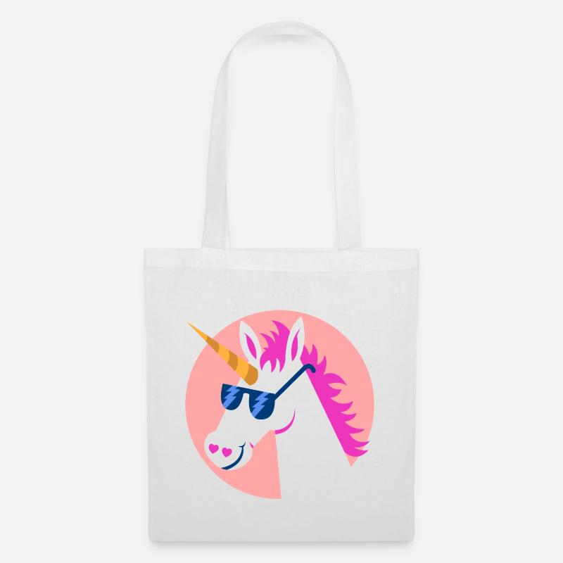 Einhorn Sonnenbrille Regenbogen Pferd Geschenk - Stoffbeutel - Weiß