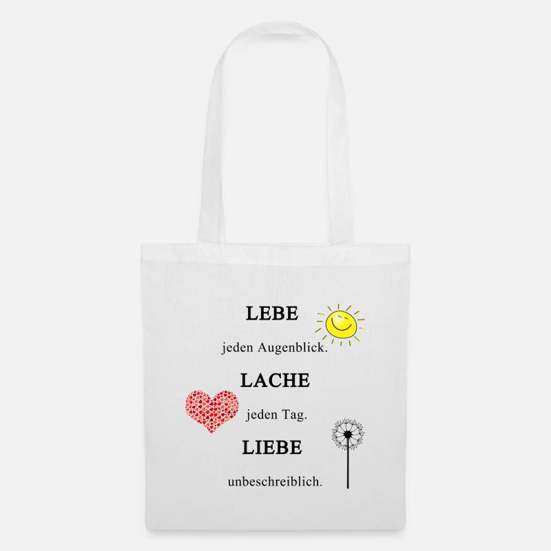 Leben Lieben Lachen Spruch - Stoffbeutel - Weiß